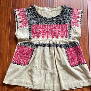 Isabel Marant Embroidered Sleeveless Top with Pink and Black Floral Design